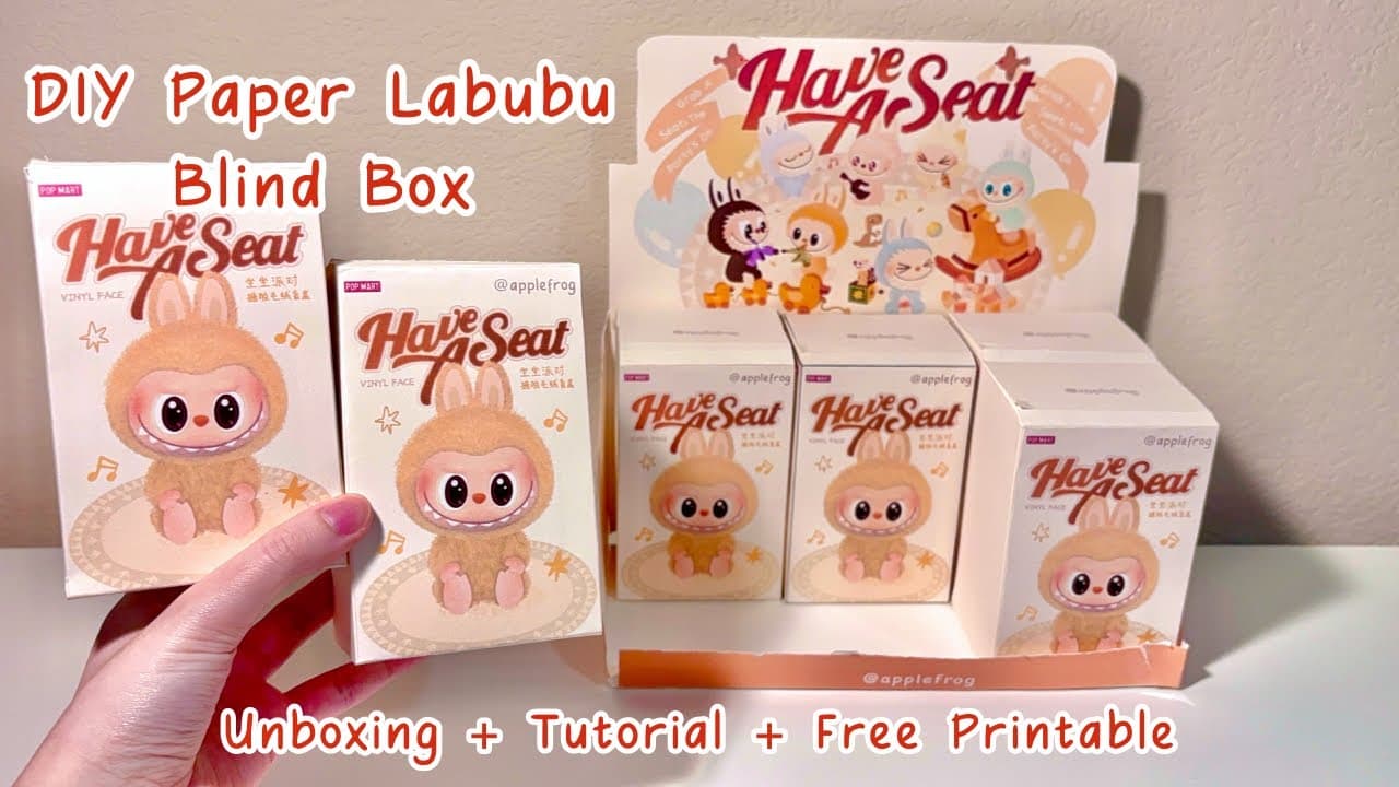 🧸paper diy🧸 DIY labubu blind box + tutorial | free template | have a seat | applefrog